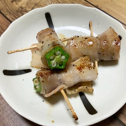 醤油味でベーコンもオクラも美味しかったです。レシピありがとうございます♪